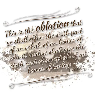 Ezekiel 45:13 – This is the oblation that ye shall offer; the sixth part of an ephah of an homer of wheat, and ye shall give the sixth part of an ephah of an homer…