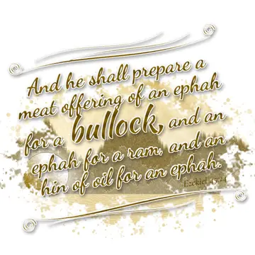 Ezekiel 45:24 – And he shall prepare a meat offering of an ephah for a bullock, and an ephah for a ram, and an hin of oil for an ephah.