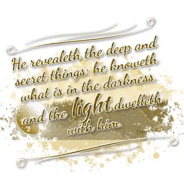 Daniel 2:22 – He revealeth the deep and secret things: he knoweth what is in the darkness, and the light dwelleth with him.