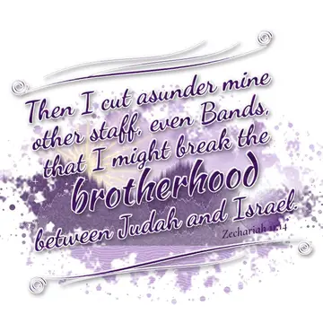 Zechariah 11:14 – Then I cut asunder mine other staff, even Bands, that I might break the brotherhood between Judah and Israel.