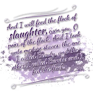 Zechariah 11:7 – And I will feed the flock of slaughter, even you, O poor of the flock. And I took unto me two staves; the one I called Beauty, and the other I called…