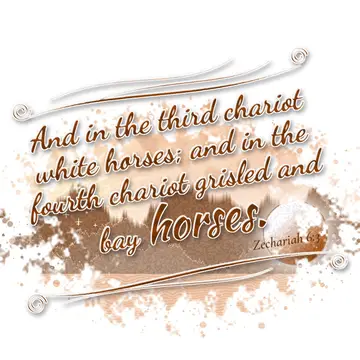 Zechariah 6:3 – And in the third chariot white horses; and in the fourth chariot grisled and bay horses.