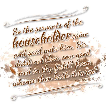 Matthew 13:27 – So the servants of the householder came and said unto him, Sir, didst not thou sow good seed in thy field? from whence then hath it tares?