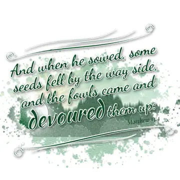Matthew 13:4 – And when he sowed, some seeds fell by the way side, and the fowls came and devoured them up: