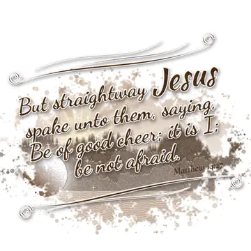 Matthew 14:27 – But straightway Jesus spake unto them, saying, Be of good cheer; it is I; be not afraid.