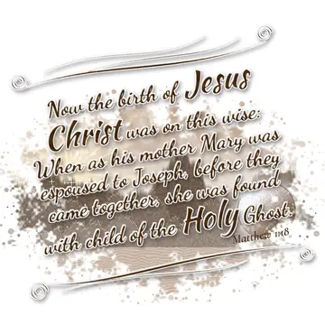 Matthew 1:18 – Now the birth of Jesus Christ was on this wise: When as his mother Mary was espoused to Joseph, before they came together, she was found with child…