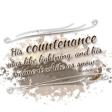 Matthew 28:3 – His countenance was like lightning, and his raiment white as snow: