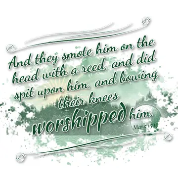 Mark 15:19 – And they smote him on the head with a reed, and did spit upon him, and bowing their knees worshipped him.