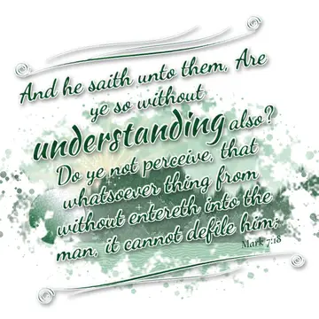 Mark 7:18 – And he saith unto them, Are ye so without understanding also? Do ye not perceive, that whatsoever thing from without entereth into the man, it cannot…
