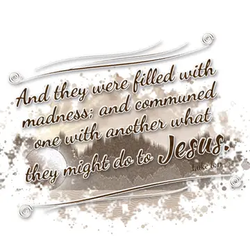 Luke 6:11 – And they were filled with madness; and communed one with another what they might do to Jesus.