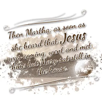 John 11:20 – Then Martha, as soon as she heard that Jesus was coming, went and met him: but Mary sat still in the house.