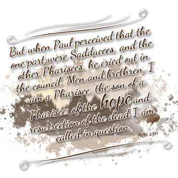 Acts 23:6 – But when Paul perceived that the one part were Sadducees, and the other Pharisees, he cried out in the council, Men and brethren, I am a Pharisee…