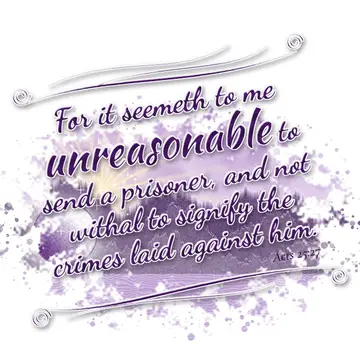 Acts 25:27 – For it seemeth to me unreasonable to send a prisoner, and not withal to signify the crimes laid against him.