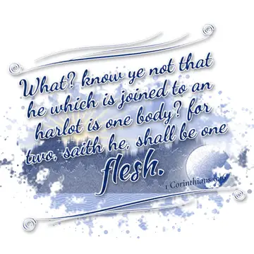 1 Corinthians 6:16 – What? know ye not that he which is joined to an harlot is one body? for two, saith he, shall be one flesh.