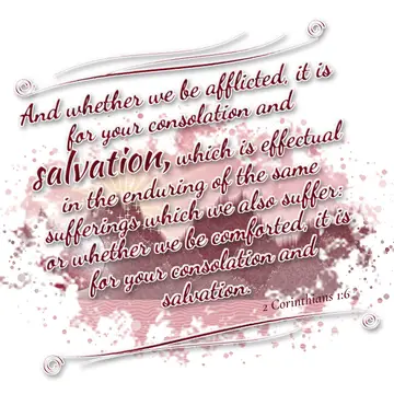 2 Corinthians 1:6 – And whether we be afflicted, it is for your consolation and salvation, which is effectual in the enduring of the same sufferings which we also…