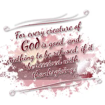 1 Timothy 4:4 – For every creature of God is good, and nothing to be refused, if it be received with thanksgiving: