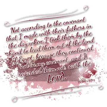 Hebrews 8:9 – Not according to the covenant that I made with their fathers in the day when I took them by the hand to lead them out of the land of Egypt; because…