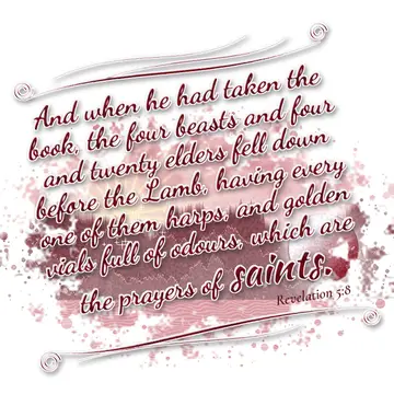Revelation 5:8 – And when he had taken the book, the four beasts and four and twenty elders fell down before the Lamb, having every one of them harps, and golden…