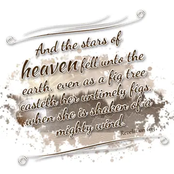 Revelation 6:13 – And the stars of heaven fell unto the earth, even as a fig tree casteth her untimely figs, when she is shaken of a mighty wind.